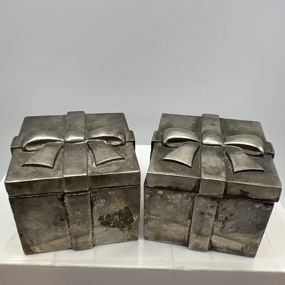 Vtg Pottery Barn Silver Plated Present Candle Holders Set - PARTS / REPAIR
